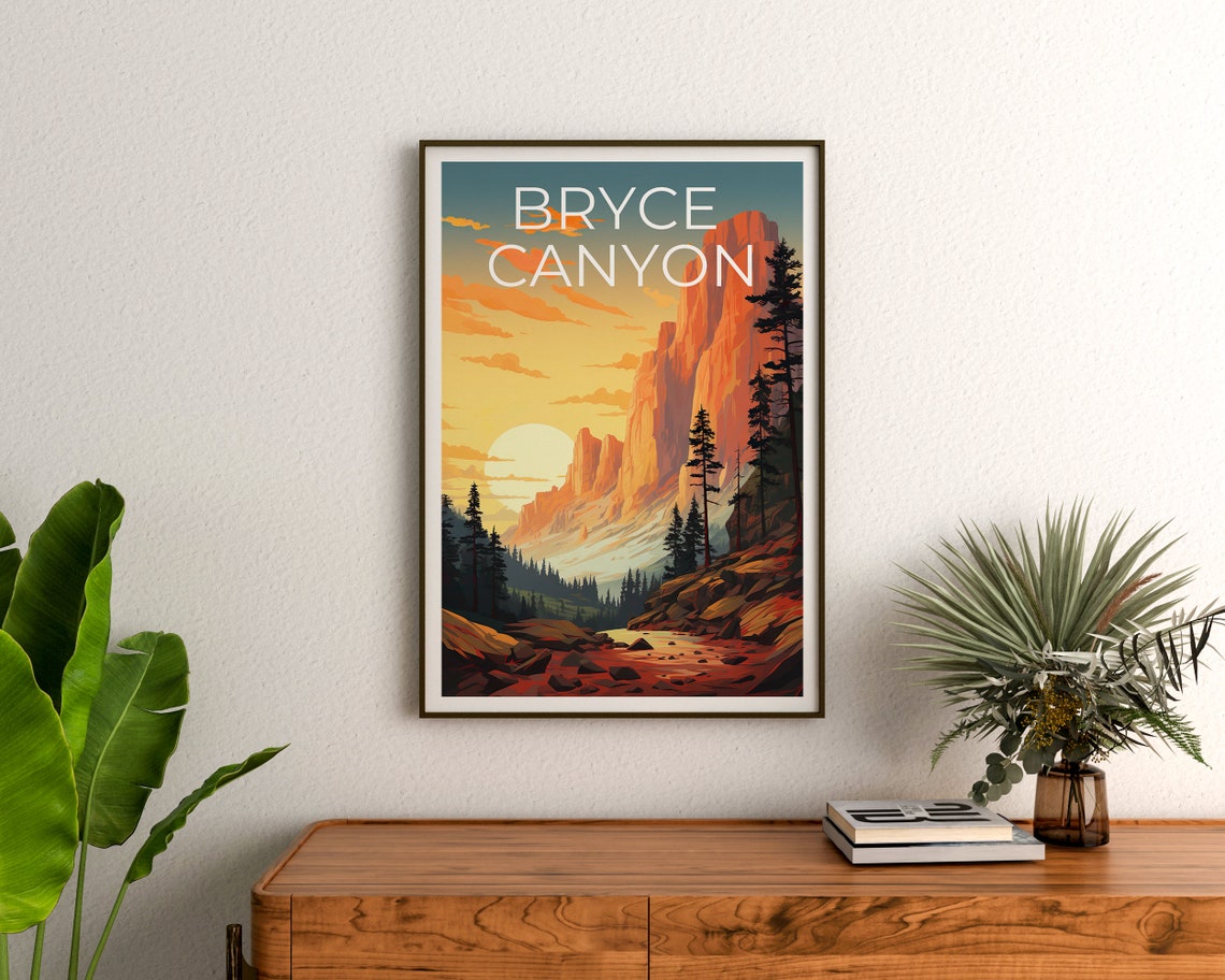 Bryce Canyon Sunrise Red Rock Hoodoos Pine Desert View Poster - Image 3