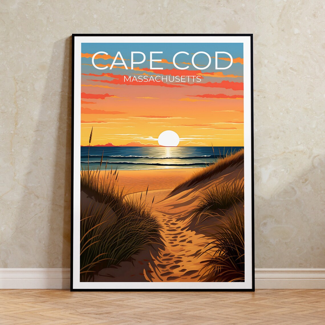 Cape Cod Travel Poster, Massachusetts Wall Art
