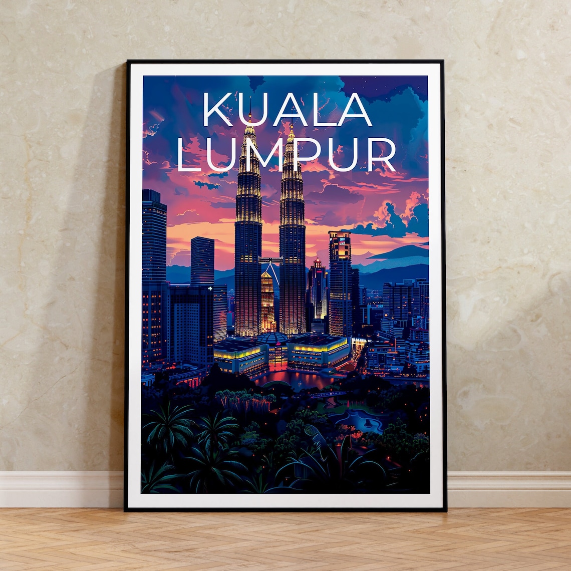 Kuala Lumpur Malaysia Petronas Towers Night Skyline City Poster