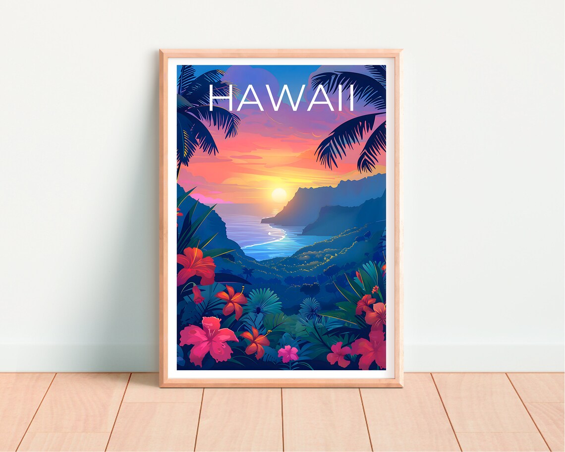 Hawaii Travel Poster, Island Coast Wall Art Print - Image 4