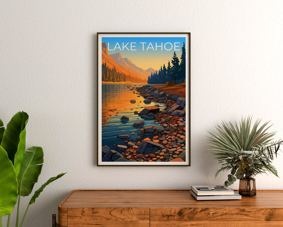 Lake Tahoe Travel Poster, California Nevada Wall Art - Image 3