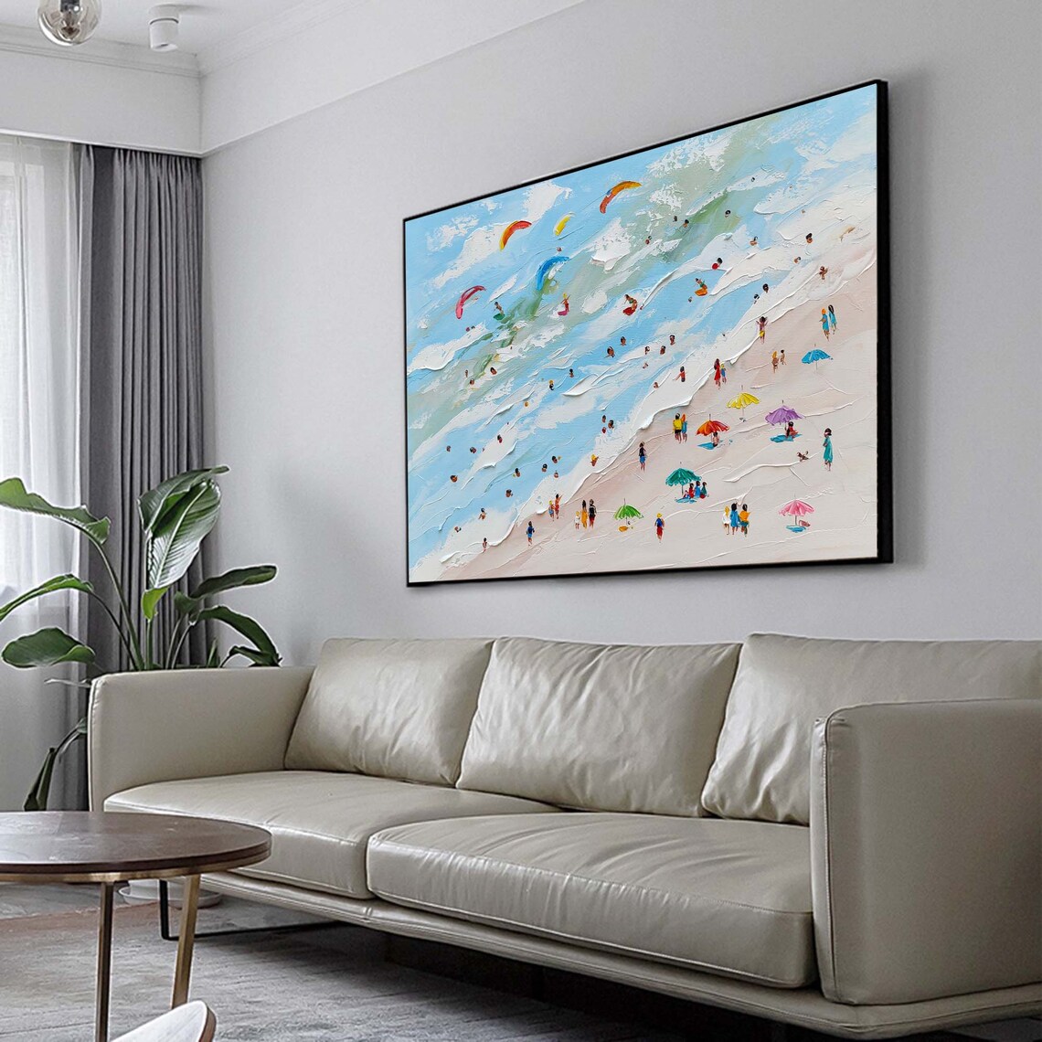 Blue Beach Abstract Painting, Summer Sea Art Print - Image 2