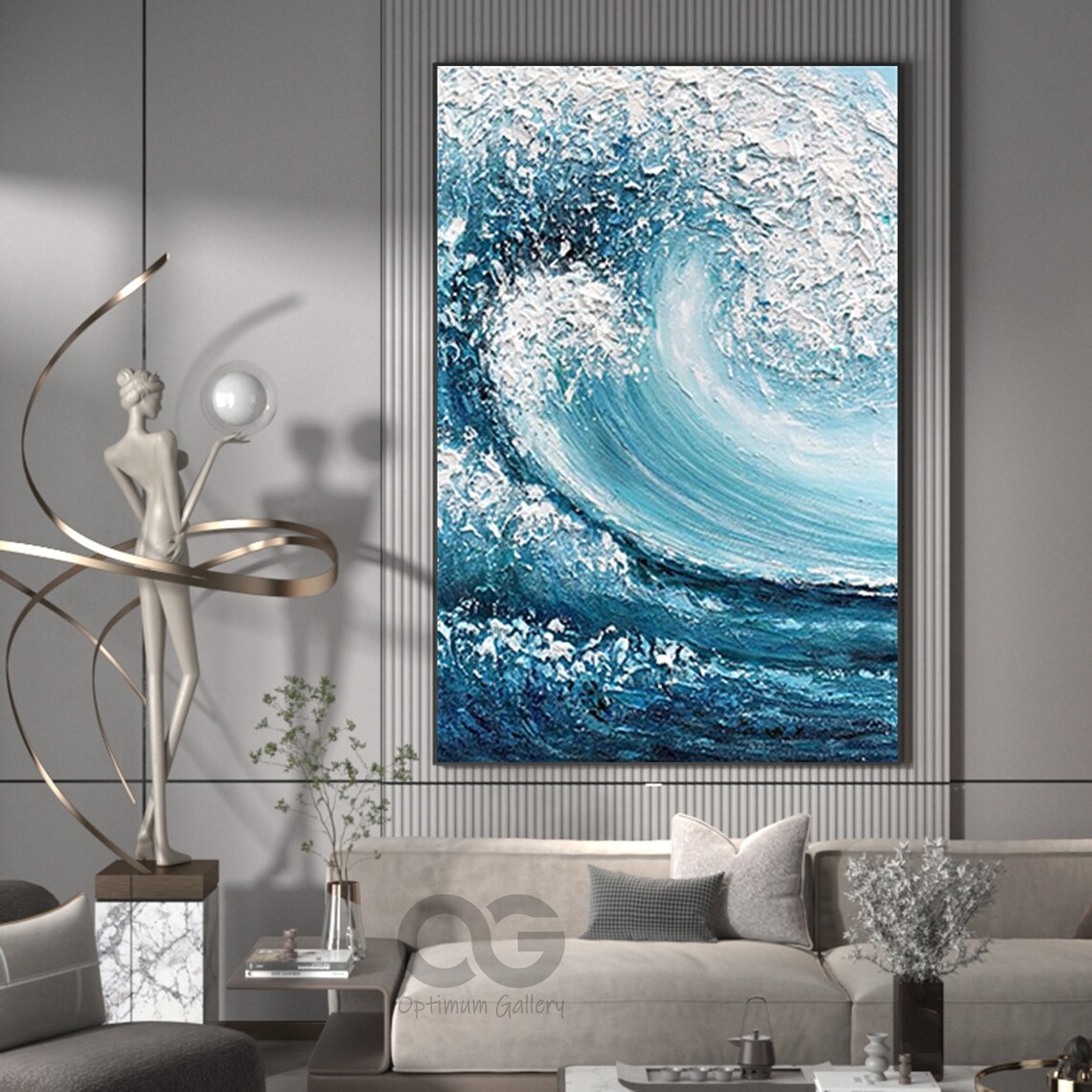 Texture Blue Wave Abstract Ocean Surf Art Print - Image 4