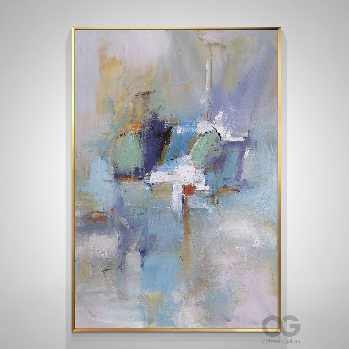Soft Blue Lavender Abstract Modern Vertical Watercolor Painting Poster - Image 3