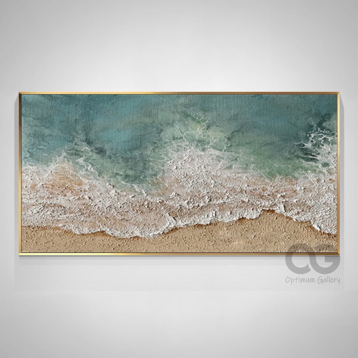 Abstract Coastal Ocean Art Print, Textured Green - Image 2