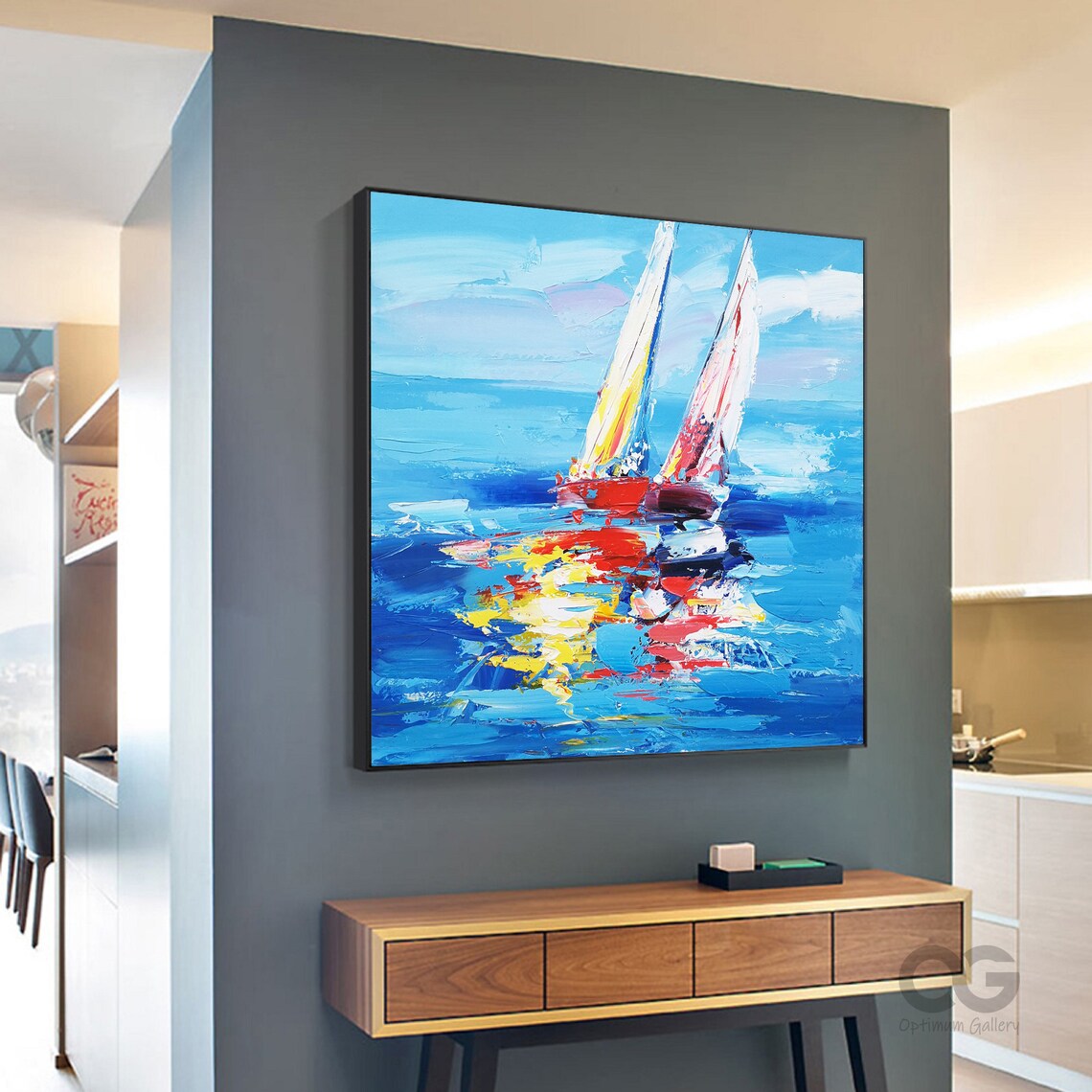 Abstract Sailboat Painting, Impressionist Ocean Art Print - Image 5