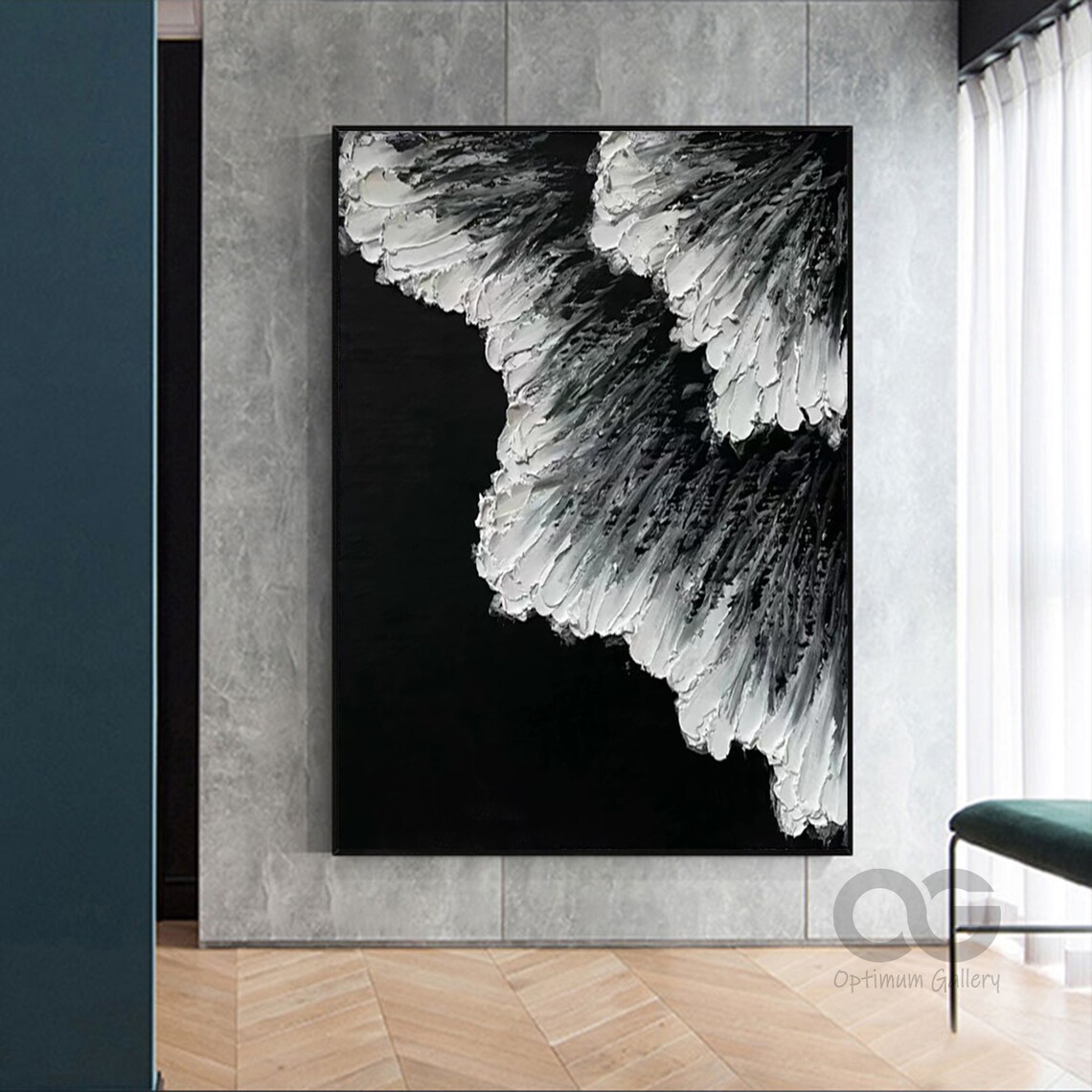 Black And White Ocean Abstract Wave Art Print - Image 4