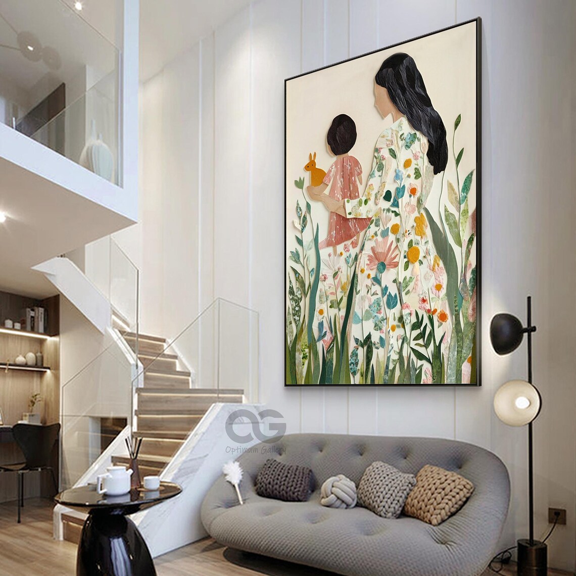 Large Abstract Lady Painting Portrait Woman Wall Art Original Floral Girl Art Faceless Portrait Figurative Painting Wall Decor Gift For Mom - Image 3