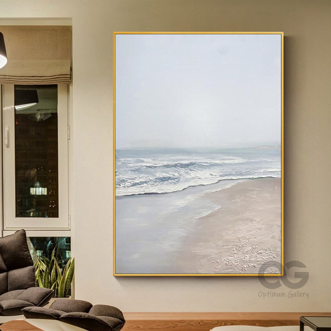 White Beach Abstract, Impressionist Ocean Art Print - Image 2
