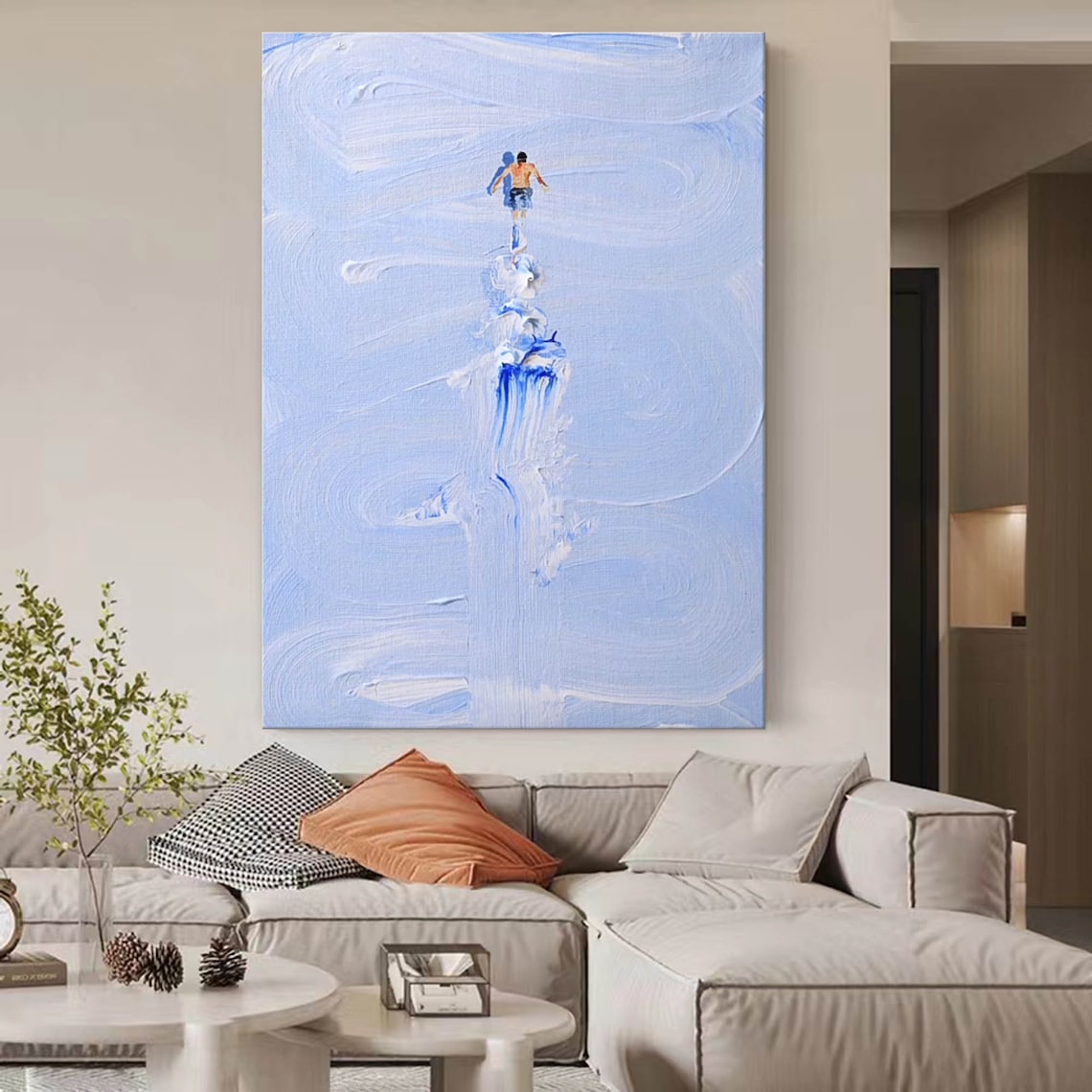 Swimmer Acrylic Painting, Modern Ocean Art Print - Image 4