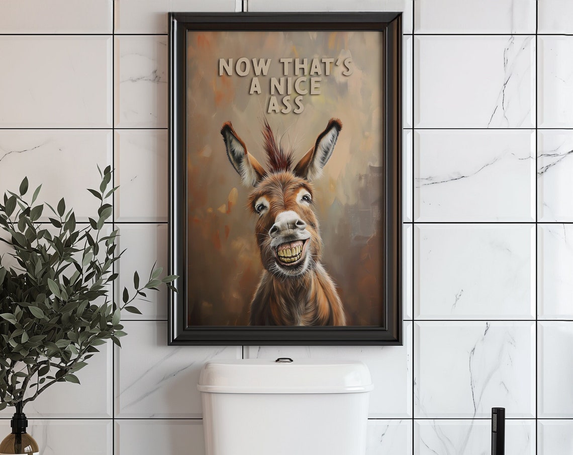 Now Thats A Nice Ass Funny Grinning Donkey Animal Humor Poster - Image 3