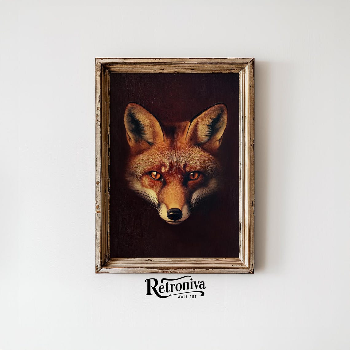 Moody Red Fox Portrait Against A Dark Background Oil Painting Poster - Image 4