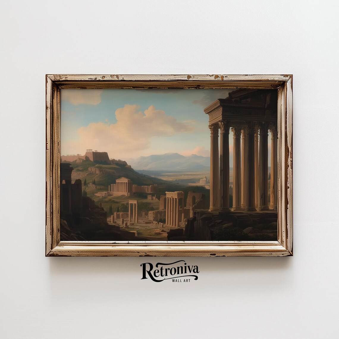 Ancient Athens Temple Columns Vintage Greek Cityscape Painting Poster - Image 6