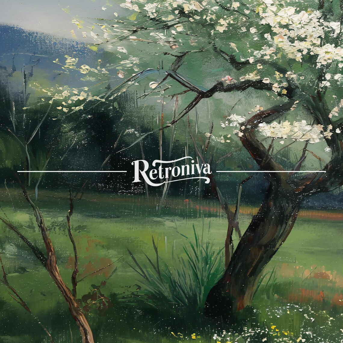 Blossom Tree Spring Landscape Oil Painting Art Print - Image 7