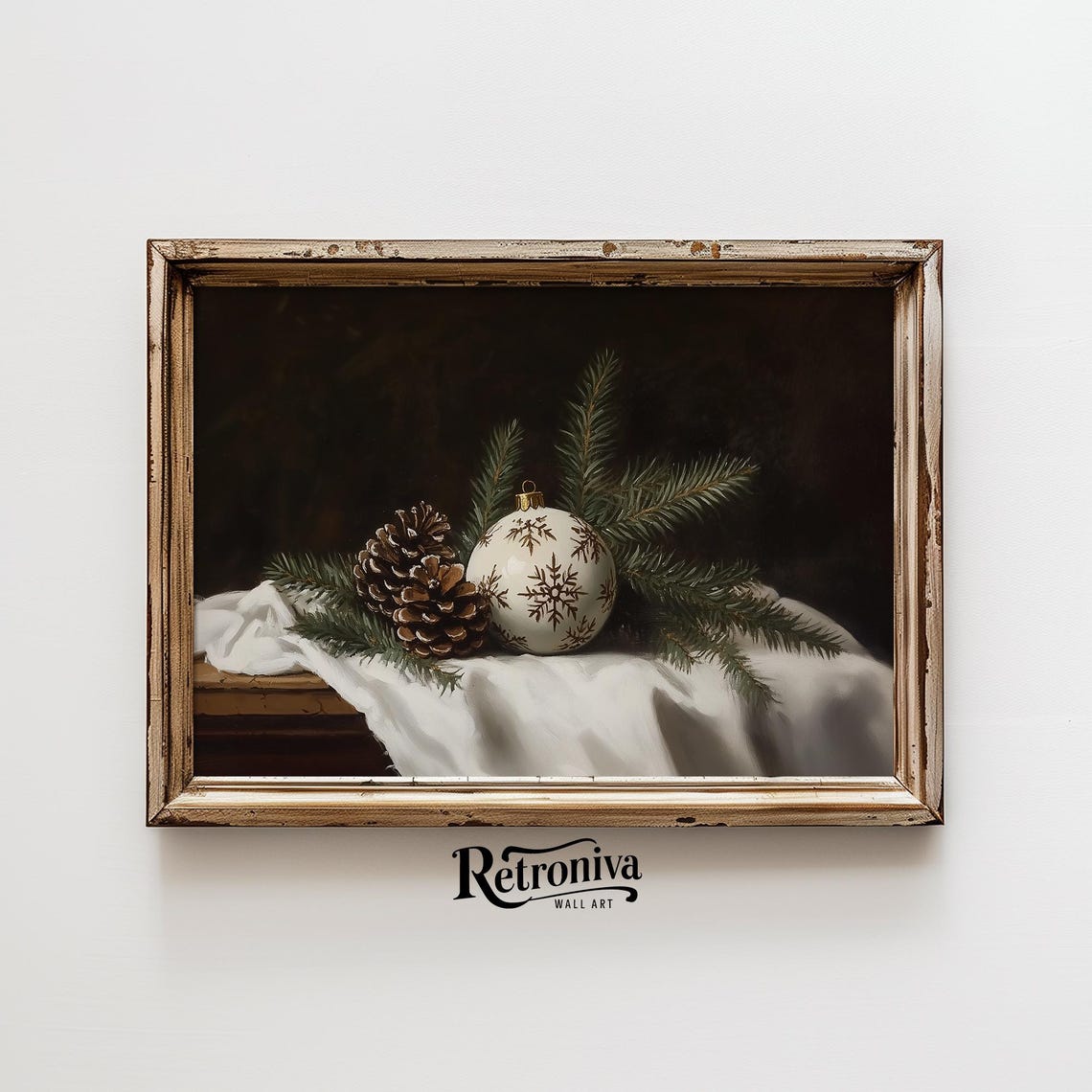 Christmas Still Life With Pinecones And Snowflake Ornament Poster - Image 6