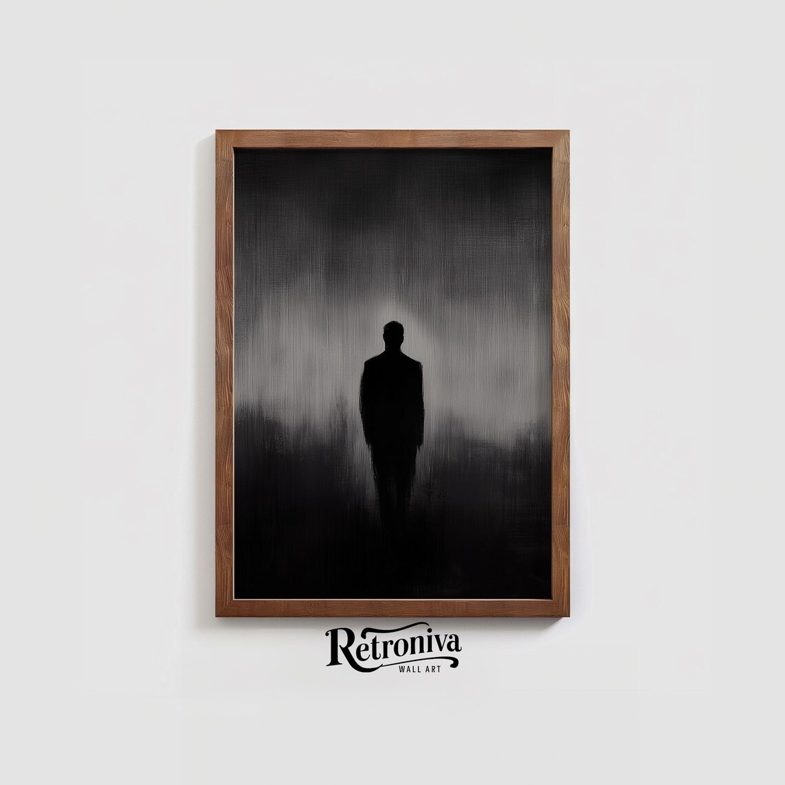 Man Silhouette in Dark Foggy Rainy Night Moody Academia Poster - Image 3