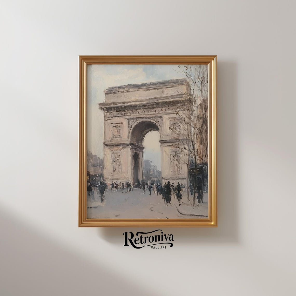 Arc De Triomphe Paris Vintage Impressionist Cityscape Painting Poster - Image 2
