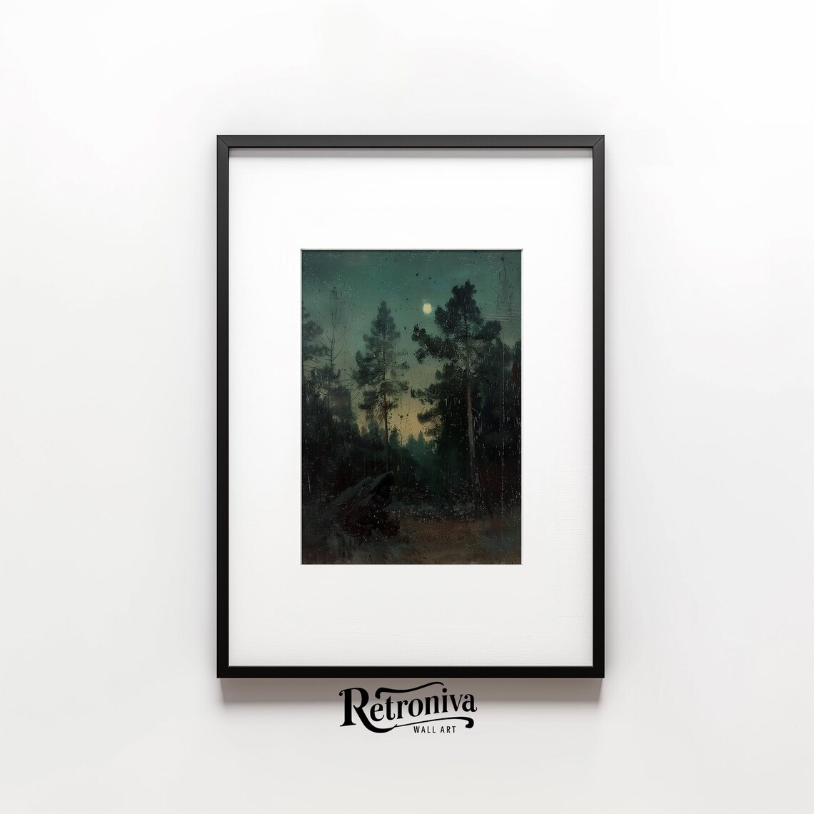 Moody Night Forest Landscape, Dark Academia Art Print - Image 6