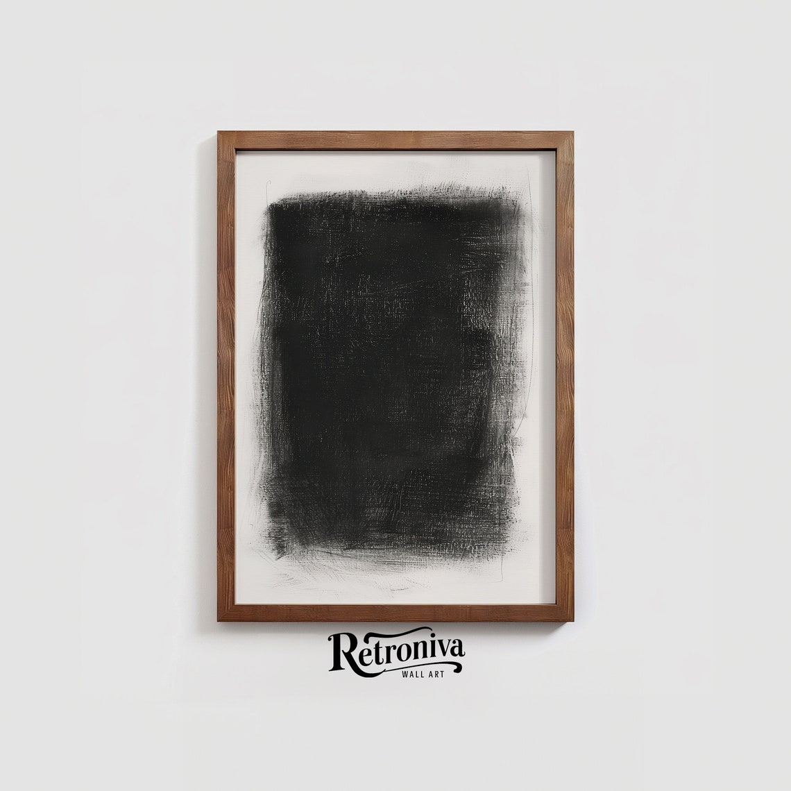Abstract Charcoal Scribble Minimalist Black Square Modern Art Poster - Image 4