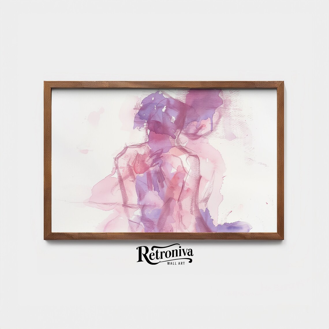 Abstract Couple In Love Watercolor Art Print - Image 3
