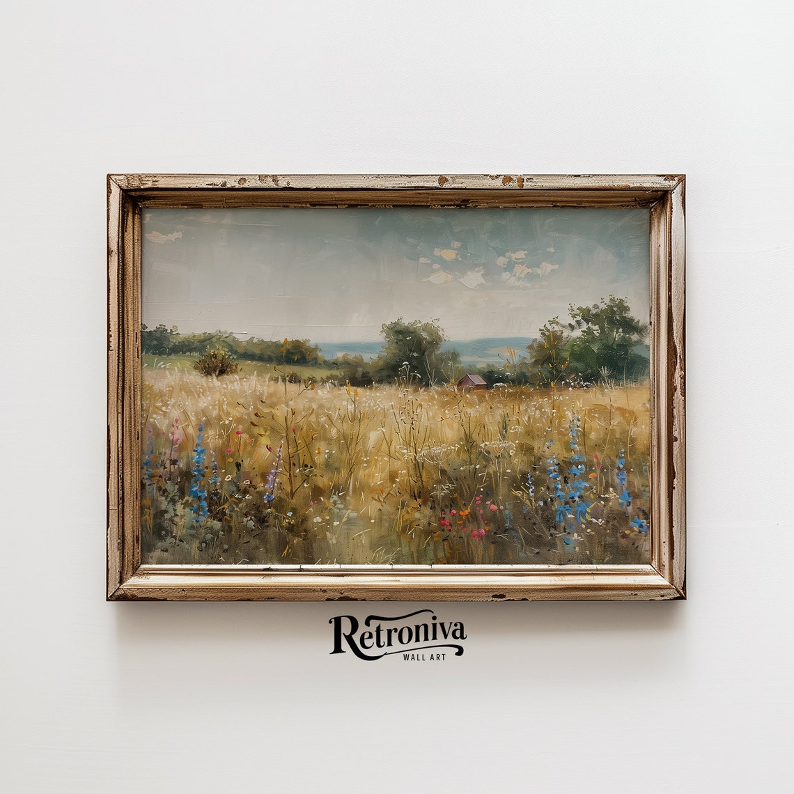 Country Landscape Wildflower Painting Country Field Wall Art Summer Landscape Oil Painting Retroniva Art Sum 004 - Image 6