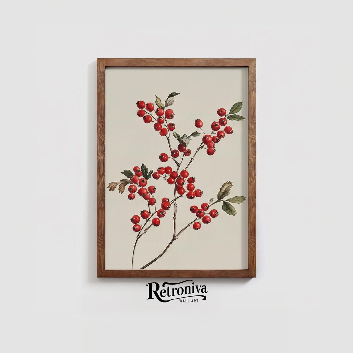 Vintage Botanical Study Of A Branch With Bright Red Berries Poster - Image 3