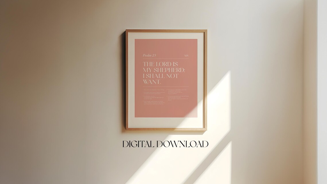 Psalm 23 The Lord Is My Shepherd I Shall Not Want Pink Minimalist Poster - Image 4