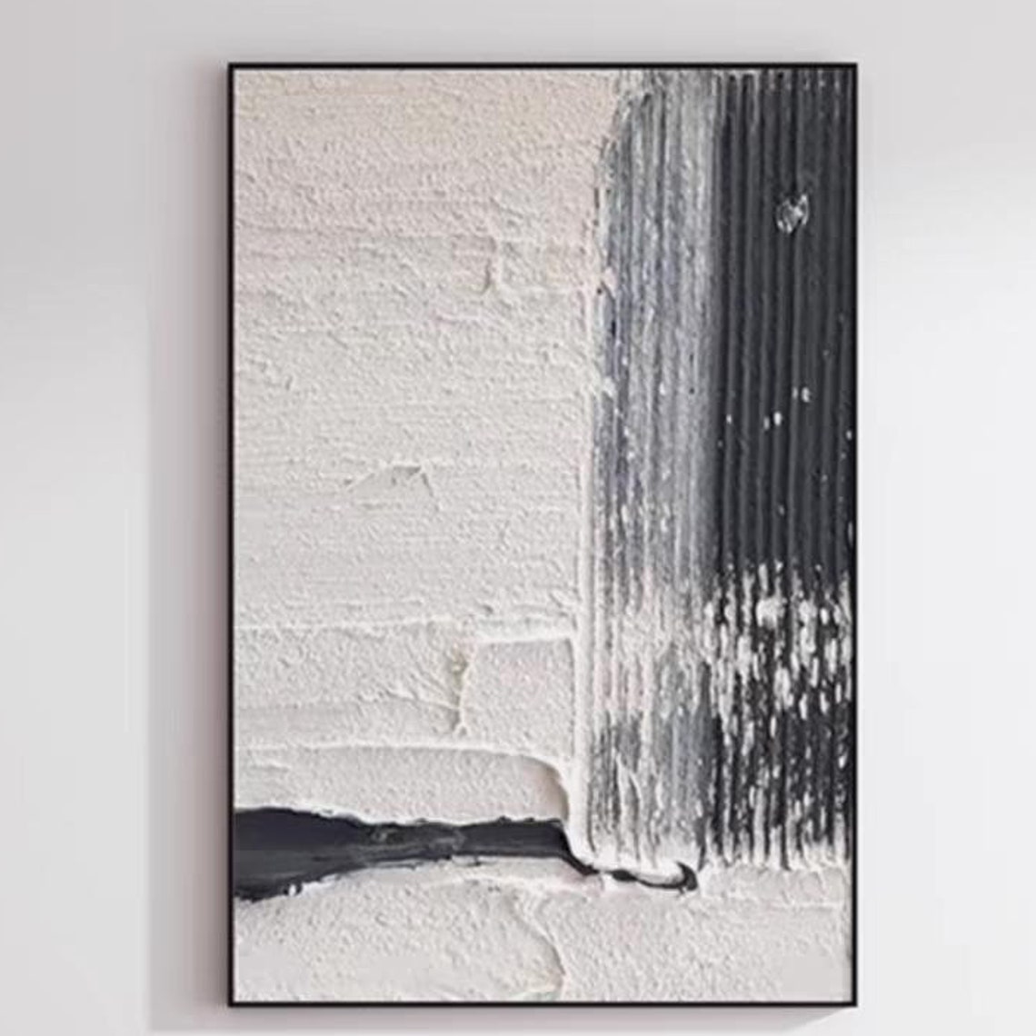 White Gray Textured Surface Black Vertical Stripes Art Poster