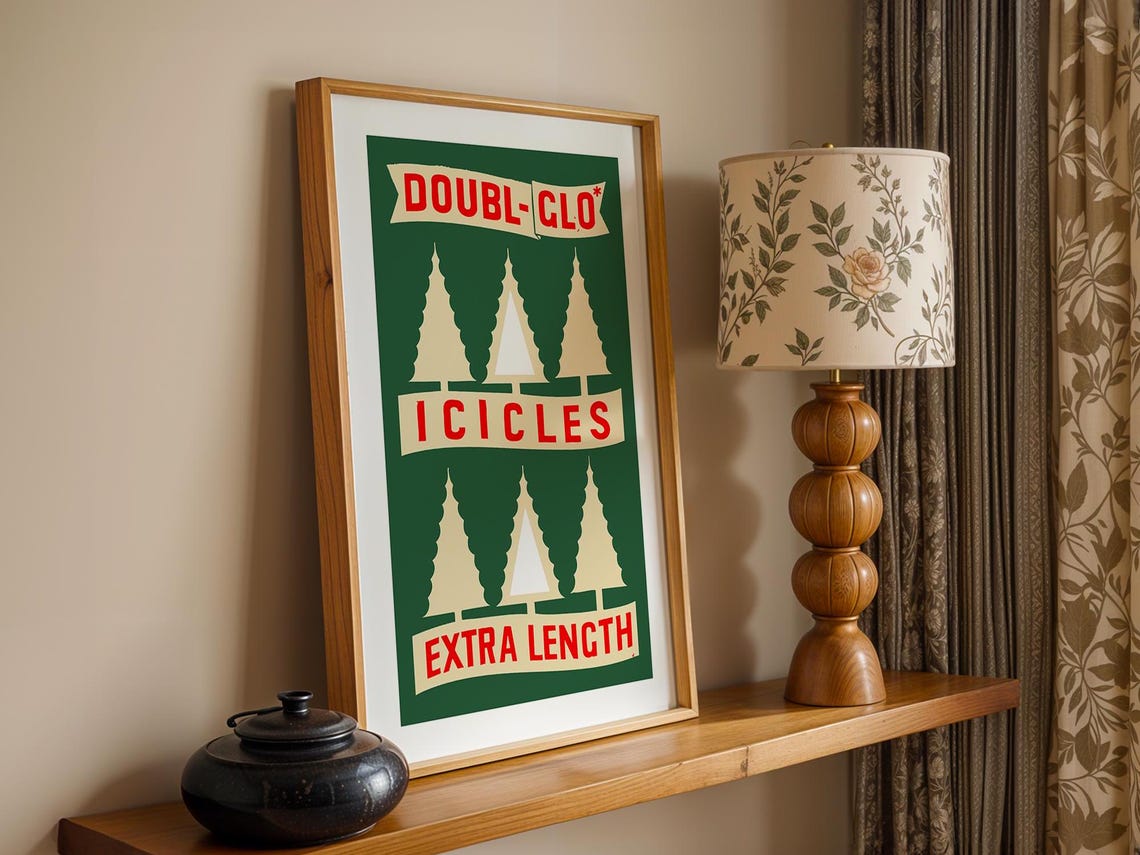 Vintage Doubl-Glo Icicles Ad Retro Christmas Tinsel Tree Poster - Image 2