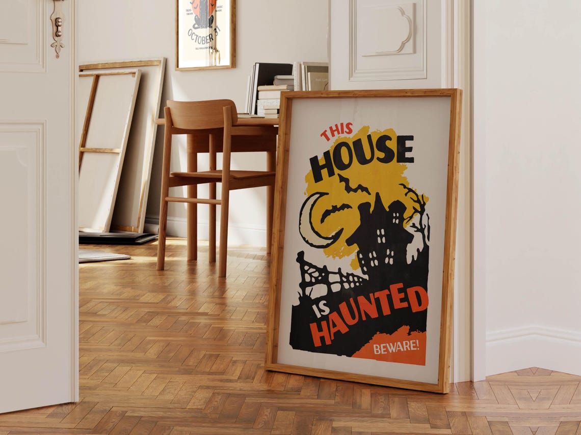 This House Is Haunted Beware Vintage Halloween Wall Decor Poster