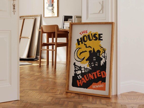 This House Is Haunted Beware Vintage Halloween Wall Decor Poster