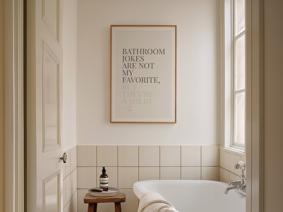 Neutral Bathroom Humor Poster Print, Family Bathroom Decor - Image 2