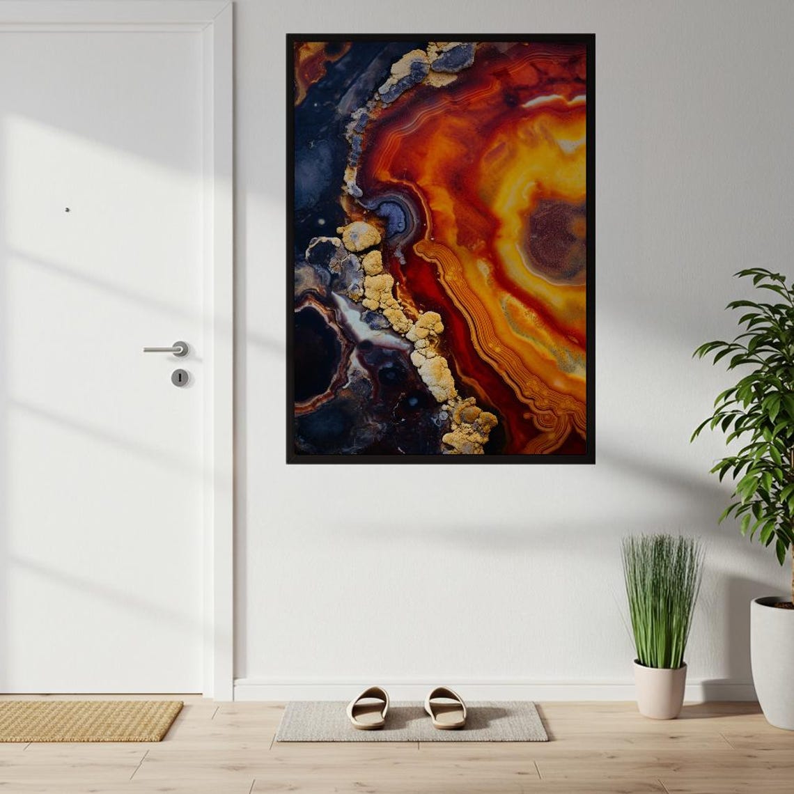 Fiery Red Agate Geode Abstract Mineral Macro Photography Poster
