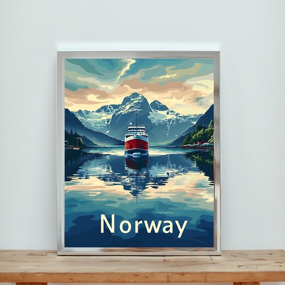 Norway Vintage Travel Poster, Retro Travel Poster