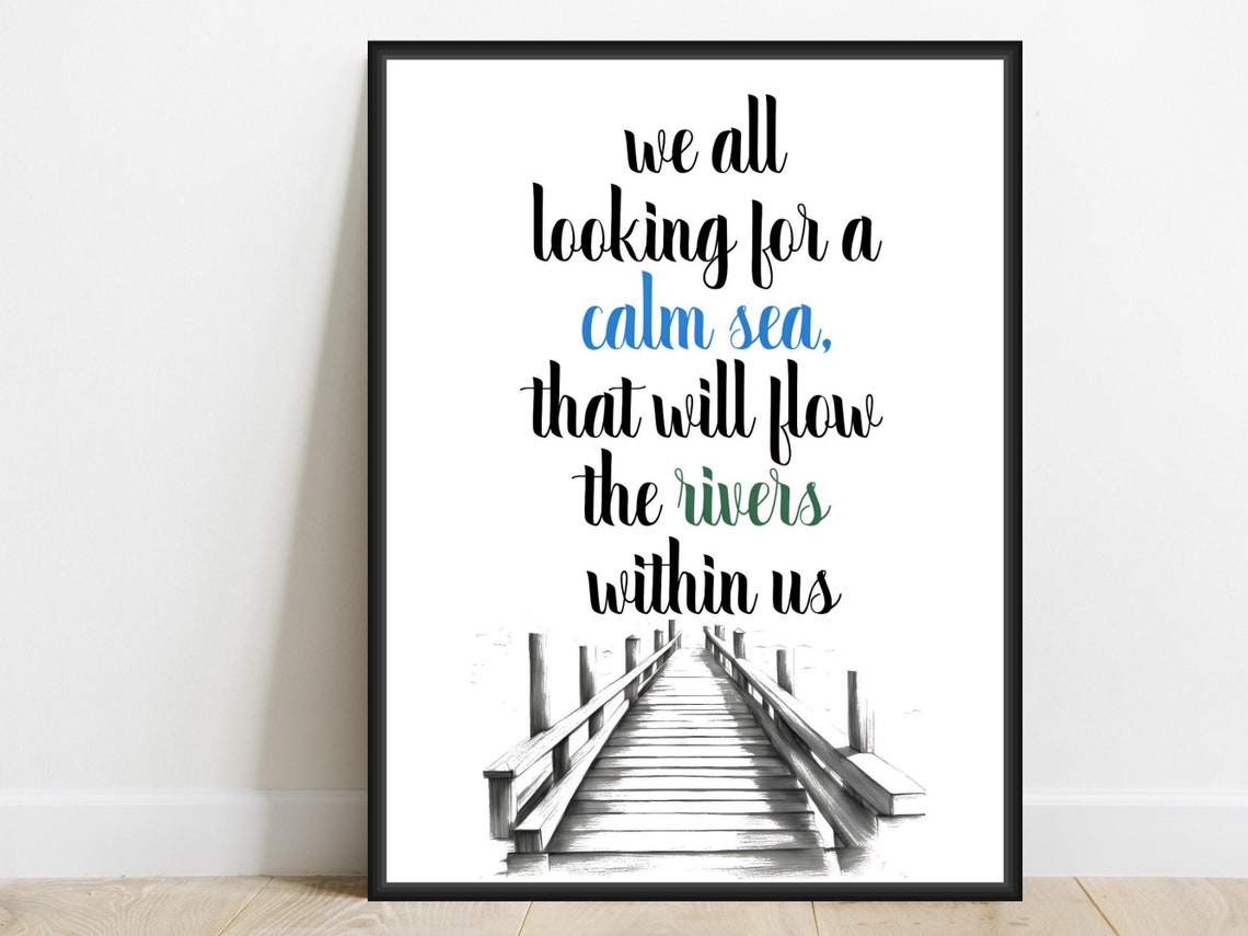 Peace And Tranquility Inspirational Quote Art Print Soulful Saying Office Home Wall Decor