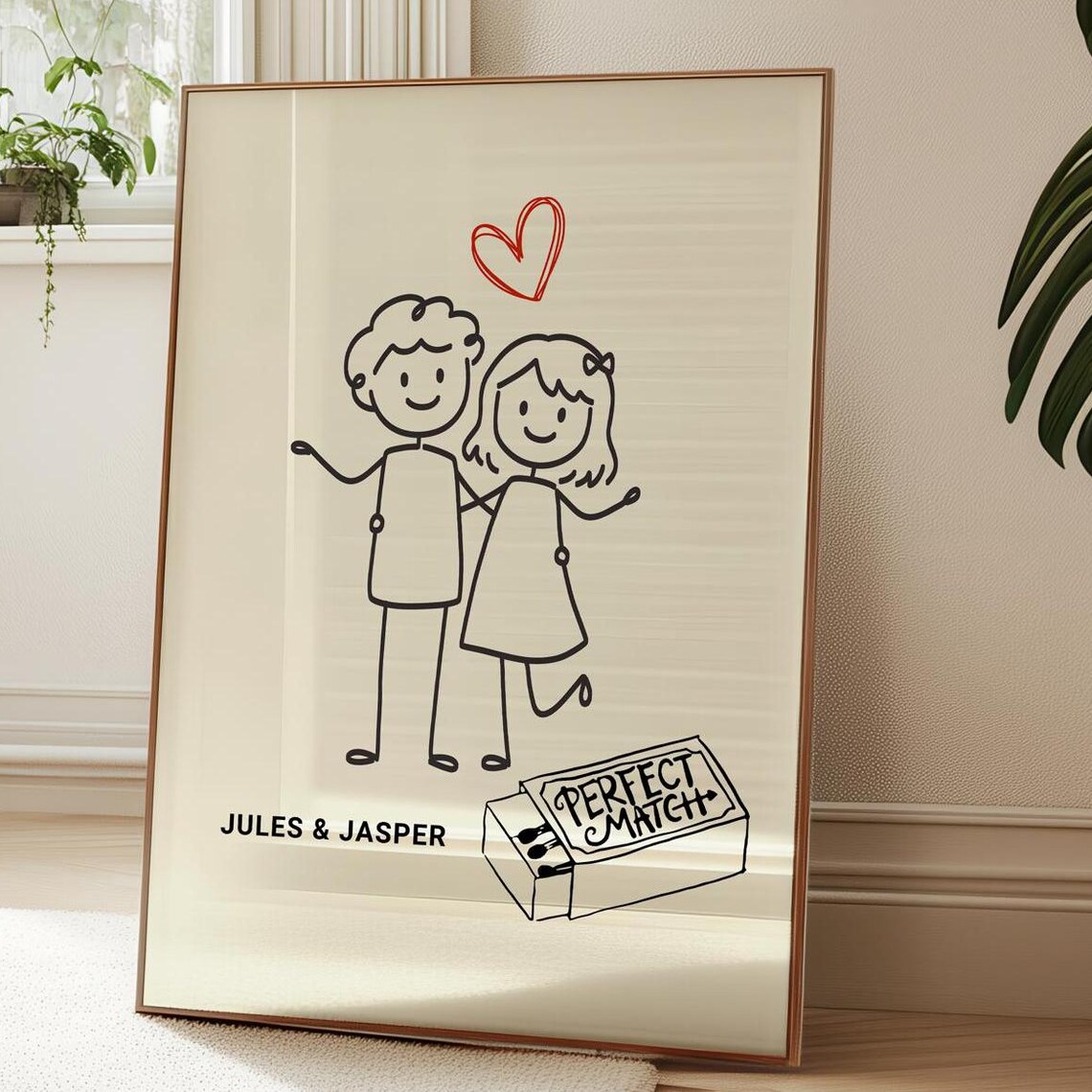 Personalised Stick Figure Couples, Funky Retro Love - Image 4