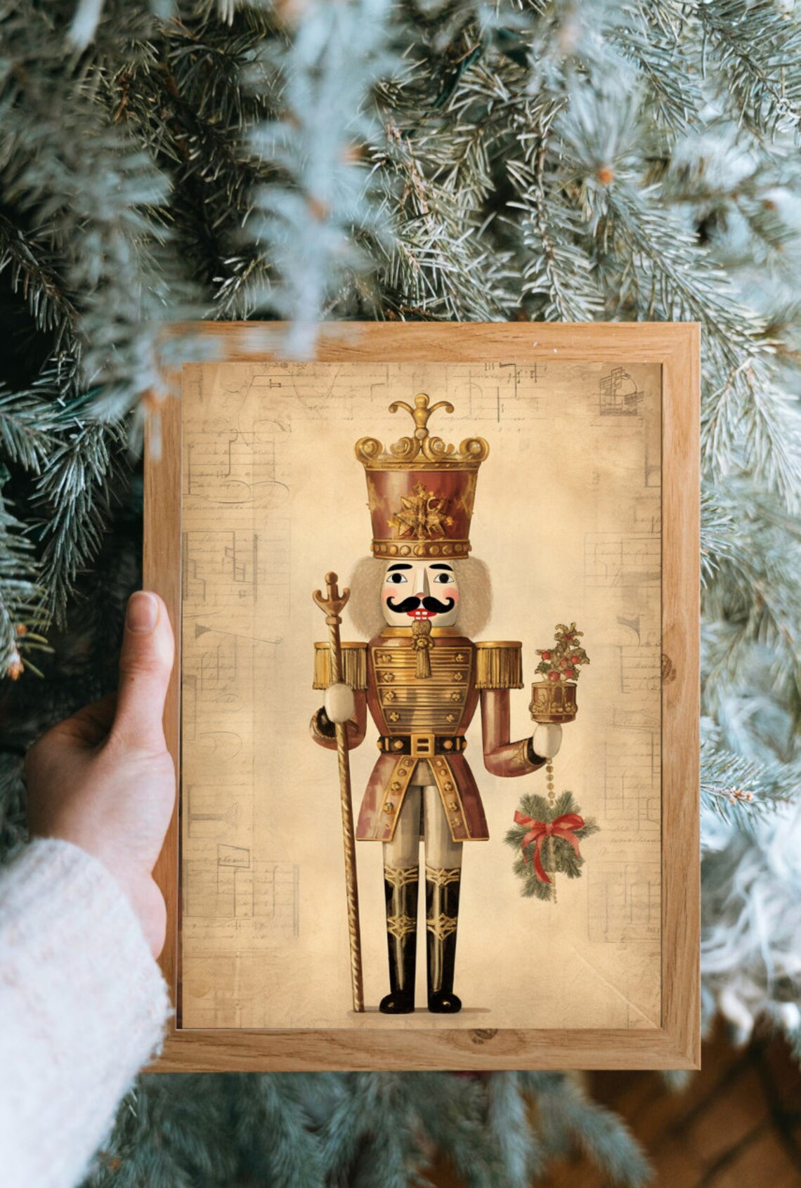 Golden Nutcracker Soldier Vintage Christmas Holiday Decorative Poster - Image 5
