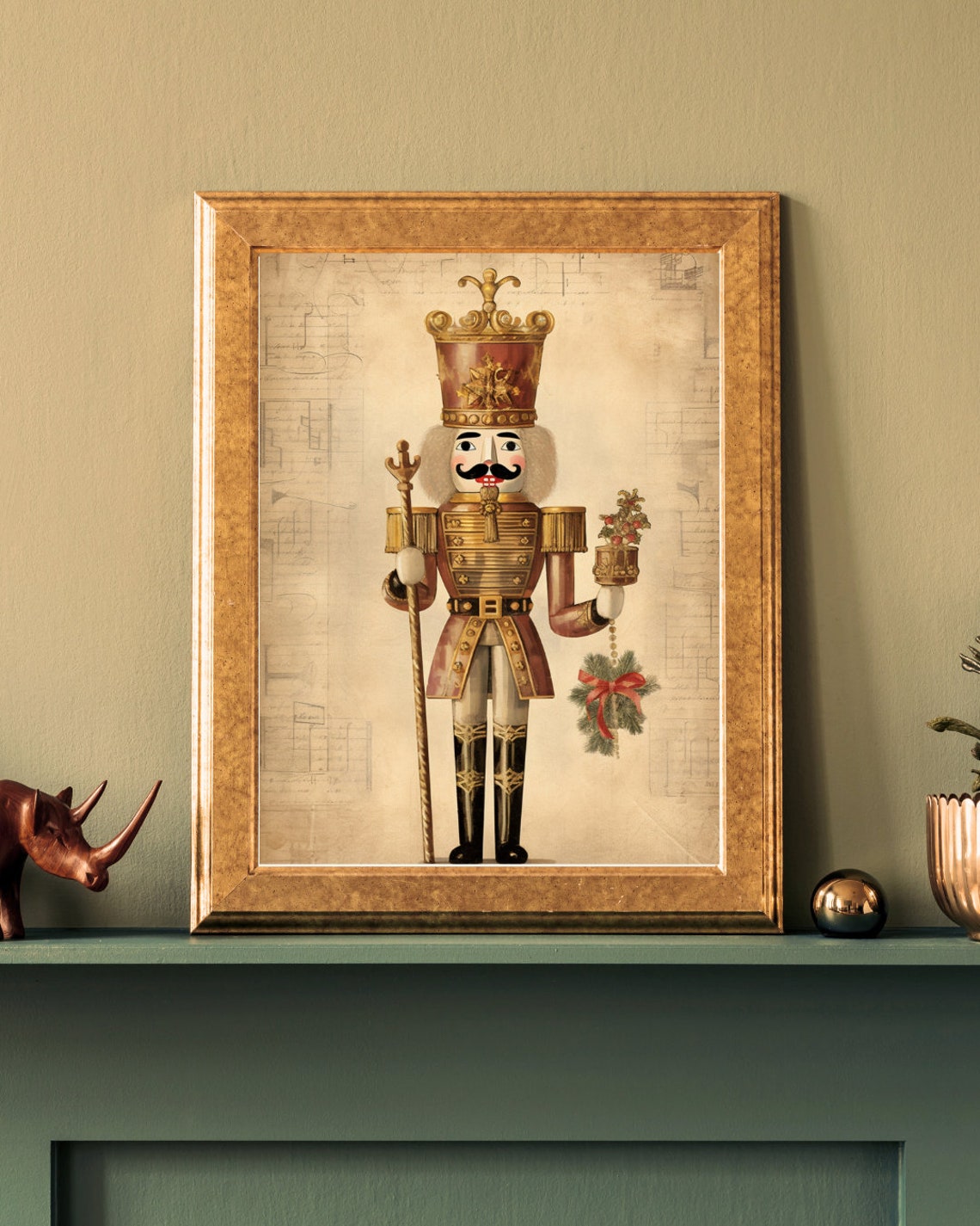 Golden Nutcracker Soldier Vintage Christmas Holiday Decorative Poster - Image 4
