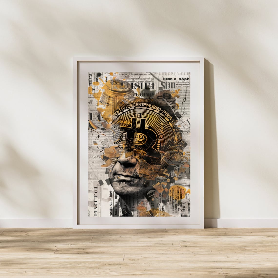 Bitcoin Newspaper Collage Crypto Currency Office Decor Art Print - Image 2