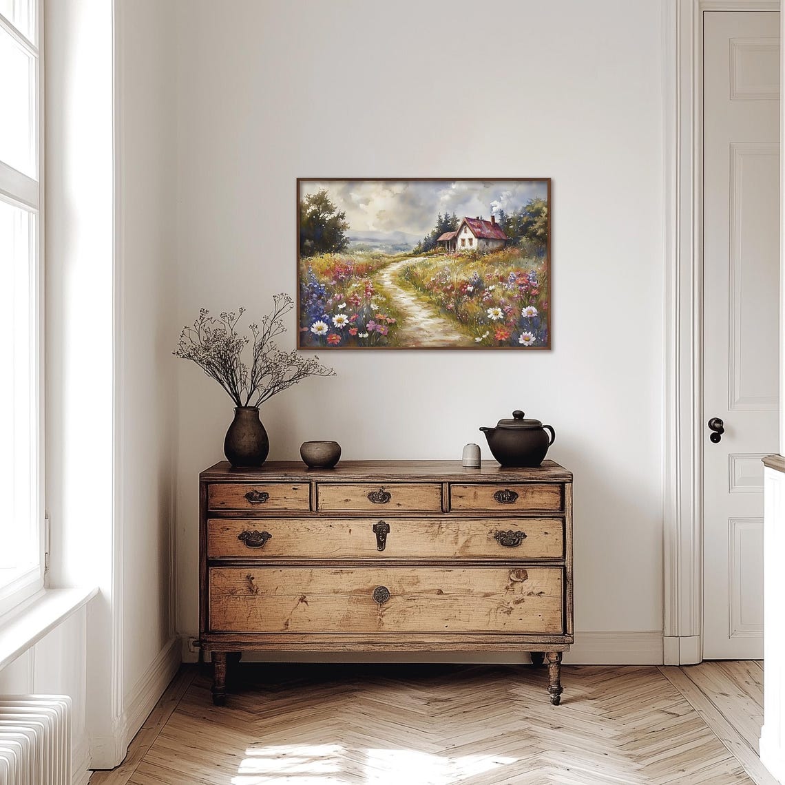 Cottage Garden Path Winding Through Wildflowers To Home Poster - Image 5