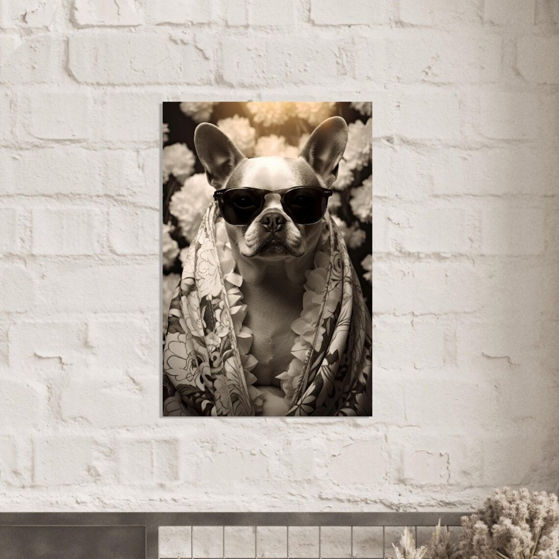 Funny French Bulldog In Robe, Sunglasses Poster