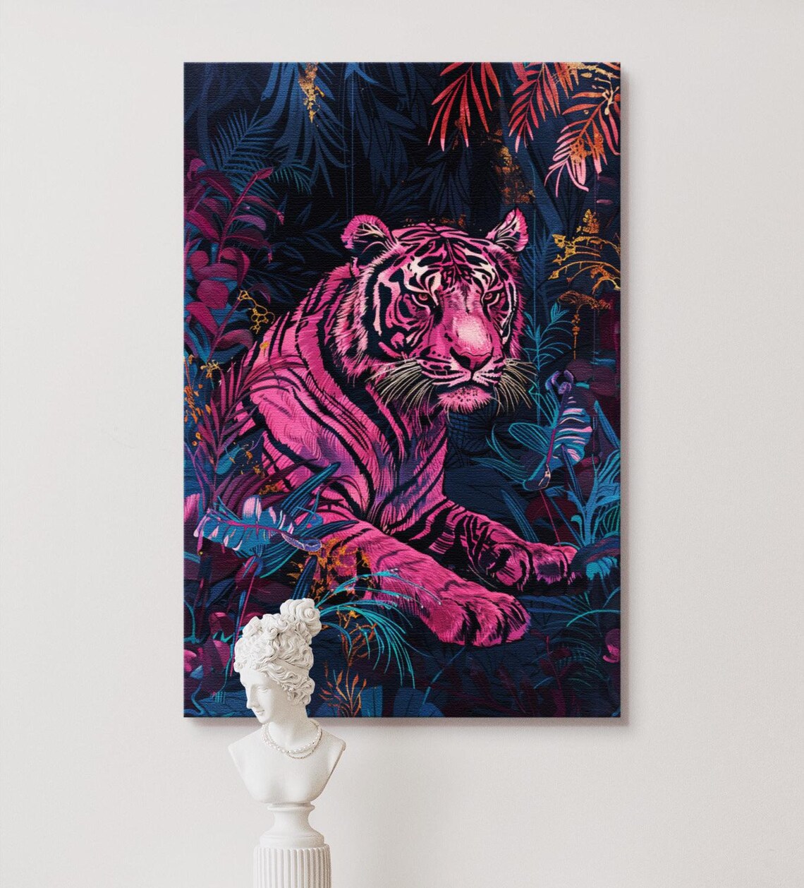 Pink Tiger Jungle Safari Animal Wall Art