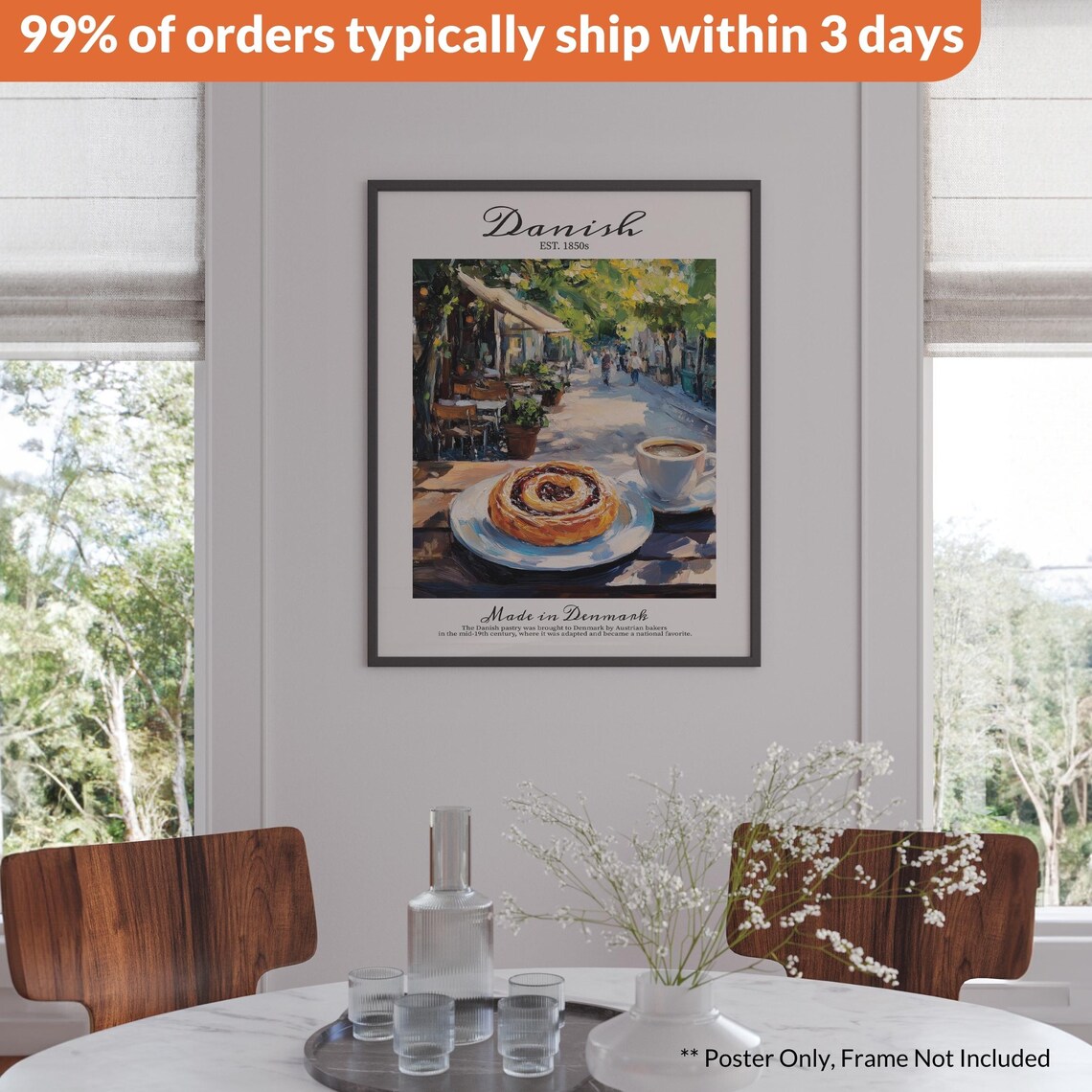 Vintage Danish Pastry Poster, Kitchen Decor - Image 2