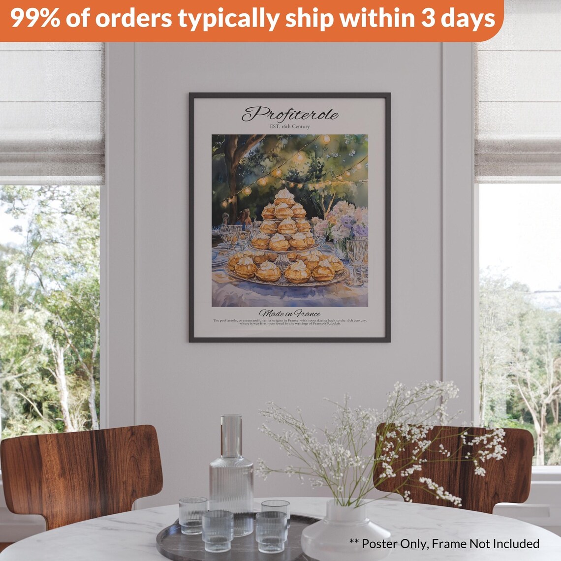 Vintage Profiterole Poster, French Pastry Art Print - Image 2