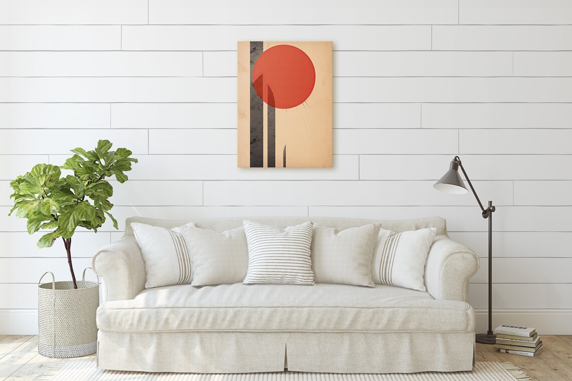 Mid Century Modern Red Sun Poster Print - Image 2