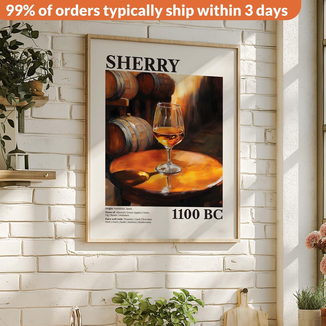 Vintage Sherry Red Wine Bar Poster Print - Image 2