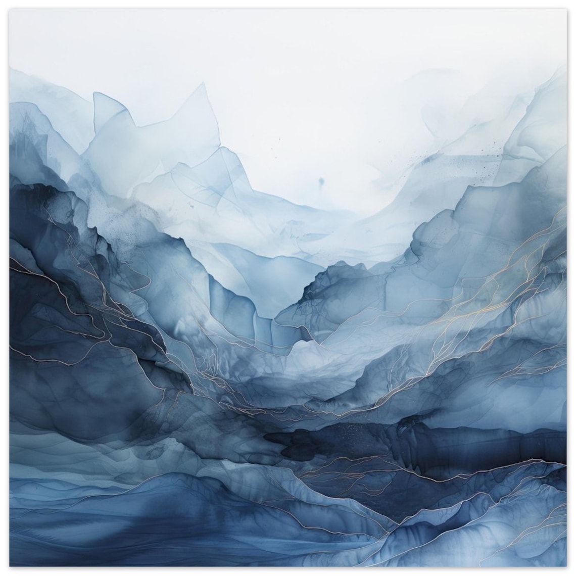 Ocean Waves Watercolor Abstract Ocean Wall Art - Image 2