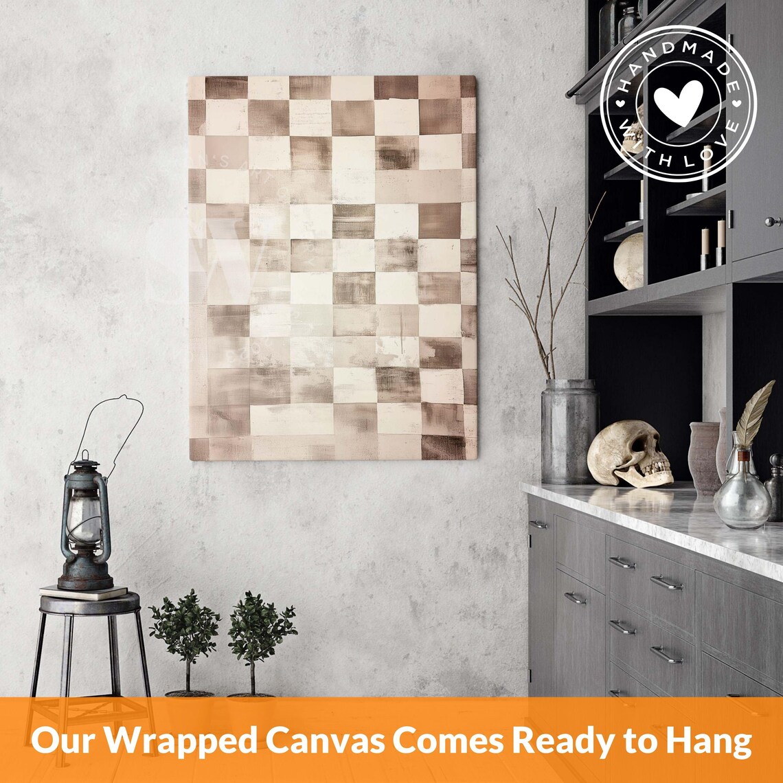 Checkered Abstract Geometric Minimalist Art Print - Image 2