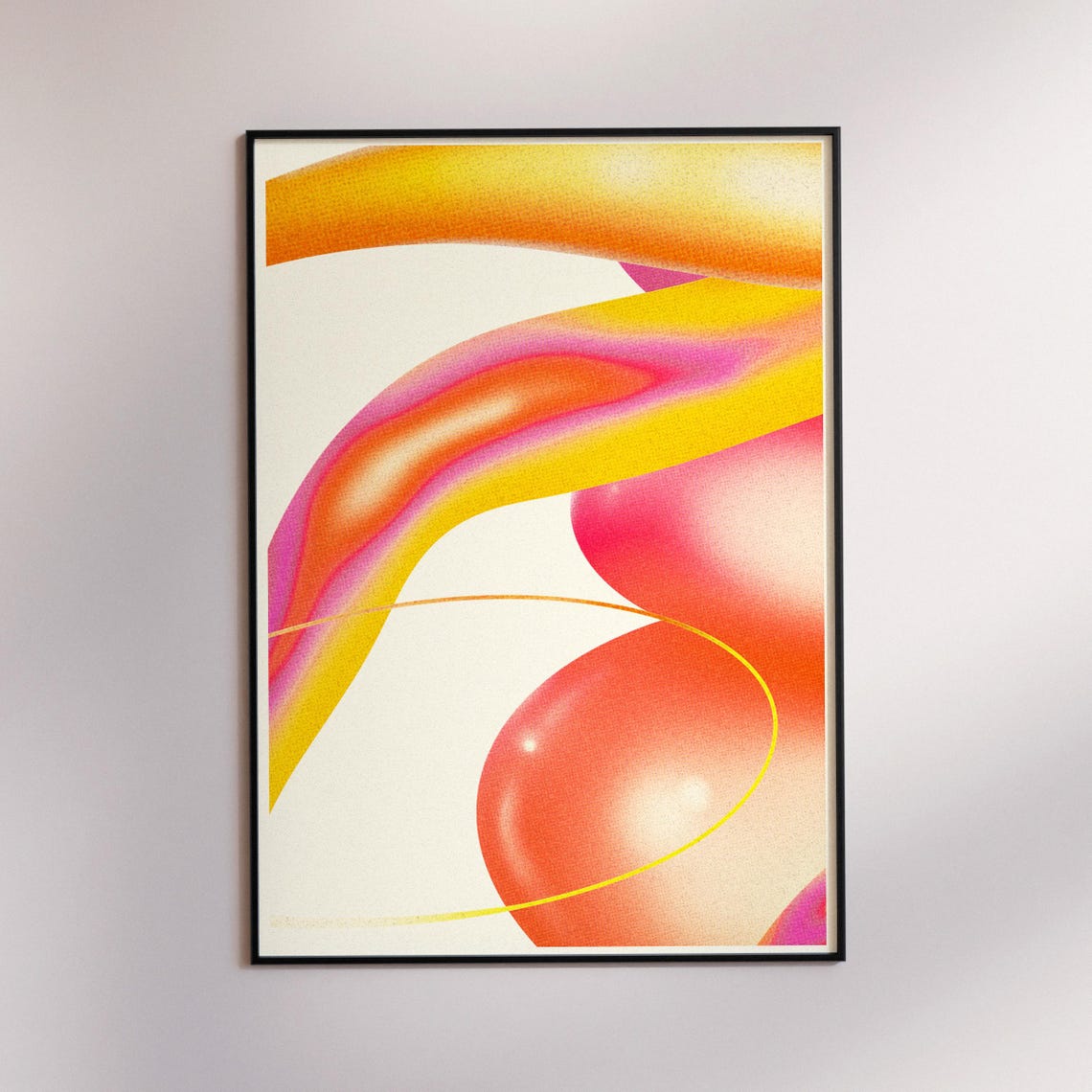 Sunny Warm Orange and Pink Retro Gradient Shapes Abstract Poster