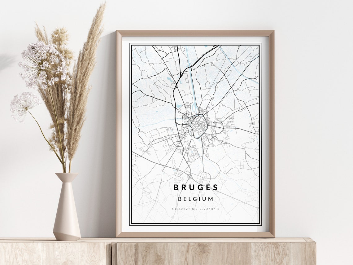 Bruges City Map Print Poster Wall Art Geographic
